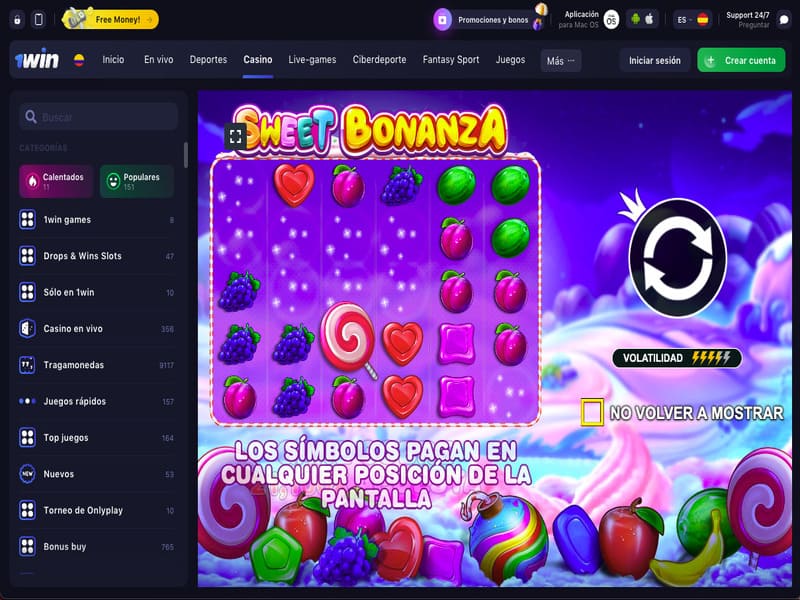 Jugar la tragamonedas Sweet Bonanza en el casino online 1win